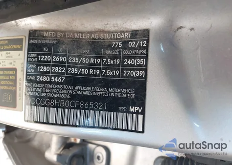 2012 Mercedes-Benz Glk 350 4Matic из США, поврежденный, VIN WDCGG8HB0CF865321